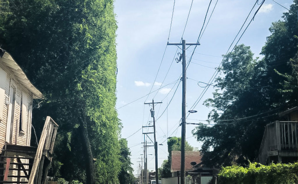 Power lines running through neighborhood